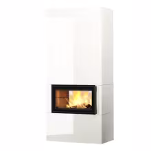 Дровяной камин SARAMO S LUX 21 T Туликиви LUX WHITE, 2100мм, верхнее подключение, двухсторонняя дверца
