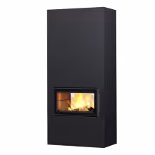 Дровяной камин SARAMO S LUX 21 T Туликиви STRUCTURE BLACK, 2100мм, верхнее подключение, двухсторонняя дверца
