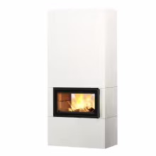 Дровяной камин SARAMO S LUX 21 T Туликиви STRUCTURE WHITE, 2100мм, верхнее подключение, двухсторонняя дверца