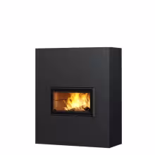 Дровяной камин SARAMO STRUCTURE 15 Туликиви SATIN BLACK, 1500мм, нижнее подключение, односторонняя дверца