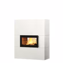 Дровяной камин SARAMO STRUCTURE 15 Туликиви STRUCTURE WHITE, 1500мм, верхнее подключение, двухсторонняя дверца