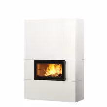 Дровяной камин SARAMO STRUCTURE 18 Туликиви STRUCTURE WHITE, 1800мм, нижнее подключение, односторонняя дверца