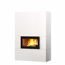 Дровяной камин SARAMO STRUCTURE 18 Туликиви SATIN WHITE, 1800мм, верхнее подключение, односторонняя дверца