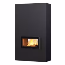 Дровяной камин SARAMO STRUCTURE 21 Туликиви STRUCTURE BLACK, 2100мм, верхнее подключение, двухсторонняя дверца