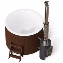 Круглая купель POLARSPA COMFORT 160 HOT с внешней печью термобереза темная