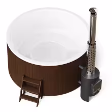Круглая купель POLARSPA COMFORT 220 HOT с внешней печью термобереза темная