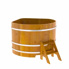 Купель угловая BentWood из лиственницы угловая, натуральная рустик 1370х1370х1400 мм
