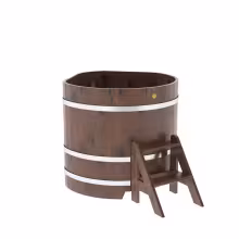 Купель угловая BentWood из дуба угловая, морёный рустик 1030х1030х1000 мм