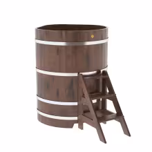 Купель угловая BentWood из дуба угловая, морёный рустик 1030х1030х1400 мм