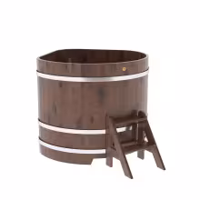 Купель угловая BentWood из дуба угловая, морёный рустик 1190х1190х1100 мм