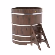 Купель угловая BentWood из дуба угловая, морёный рустик 1190х1190х1400 мм