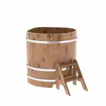 Купель угловая BentWood из дуба угловая, натуральный рустик 1030х1030х1100 мм