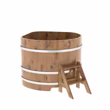 Купель угловая BentWood из дуба угловая, натуральный рустик 1190х1190х1000 мм