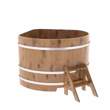 Купель угловая BentWood из дуба угловая, натуральный рустик 1370х1370х1000 мм