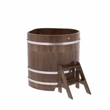 Купель угловая BentWood из сращенных ламелей лиственницы угловая, морёная 1030х1030х1100 мм