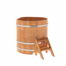 Купель угловая BentWood из сращенных ламелей лиственницы угловая, натуральная 1370х1370х1100 мм