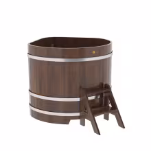 Купель угловая BentWood из дуба угловая, морёный 1190х1190х1100 мм