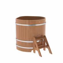 Купель угловая BentWood из дуба угловая, натуральный 1190х1190х1100 мм